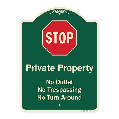 Signmission Designer Series-Private Property No Outlet No Trespassing Or Turn Around With, 24" H, G-1824-9917 A-DES-G-1824-9917